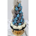 30cm Grey Blue with White Rose Strawberry Tower (Medium)